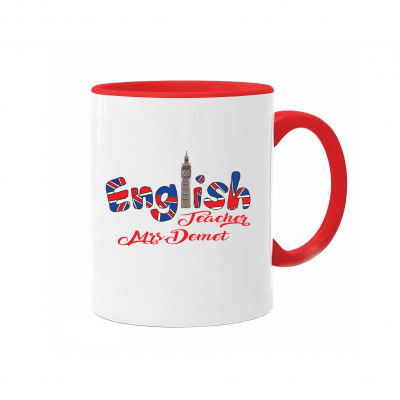 English Teacher - İngilizce Öğretmeni Kupası - İçi ve Kulbu Kırmızı