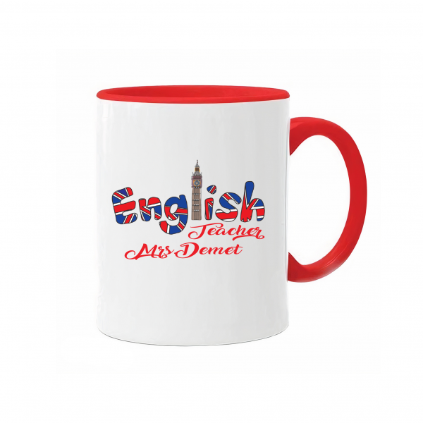 English Teacher - İngilizce Öğretmeni Kupası - İçi ve Kulbu Kırmızı