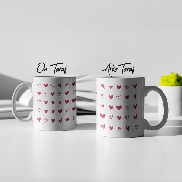 Kalp Baskılı Kupa Bardak