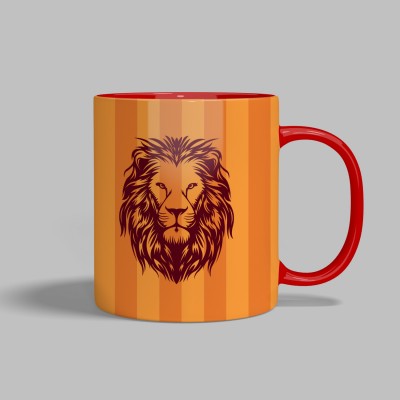 Sarı Kırmızı Kupa Bardak Baskı - Adınıza Özel - İçi ve Kulbu Kırmızı