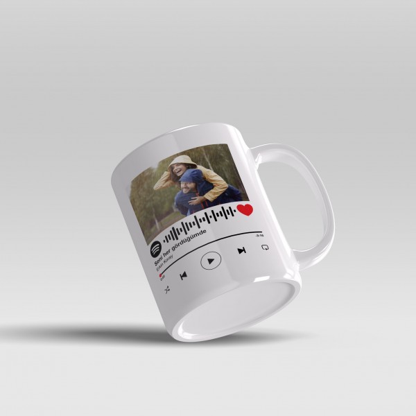 Kişiye Özel Şarkı Kodlu Resimli Kupa Bardak